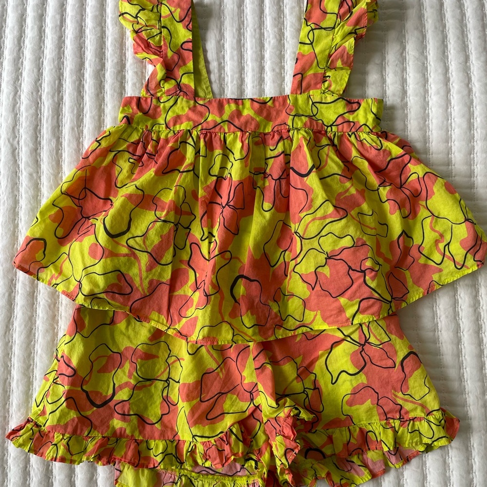 Tanya Taylor Yellow and Pink Floral Dress